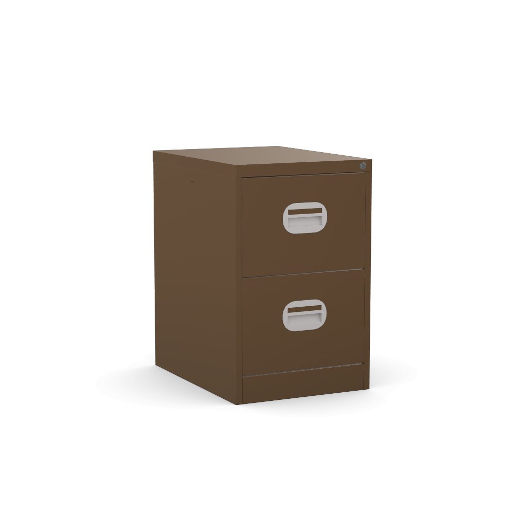2 Drawer Coffee Colour Filing Cabinet 3D View & AR Silverline Kontrax FCEC2FS