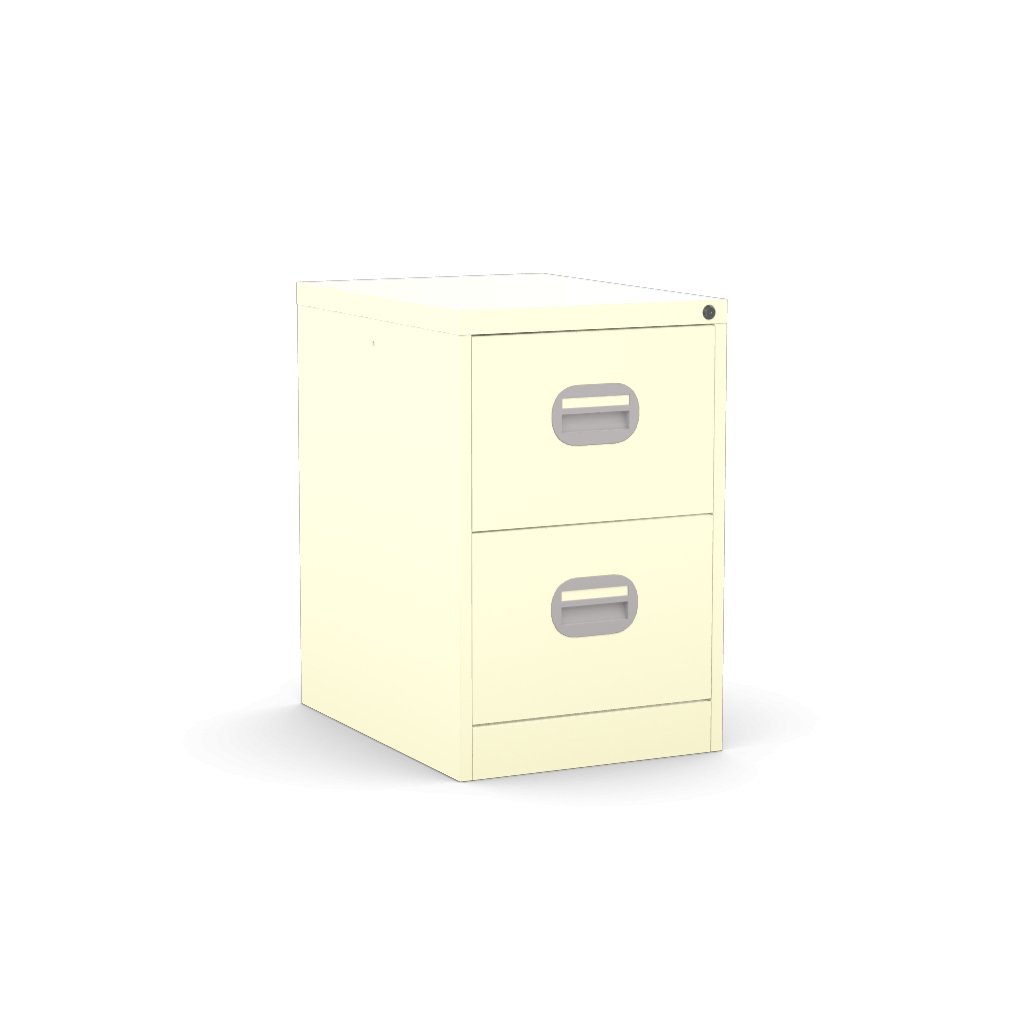 2 Drawer Cream Colour Filing Cabinet 3D View & AR Silverline Kontrax FCEC2FS