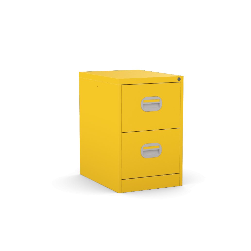 Filing Cabinet Metal Small 2 Drawer Locking by Silverine FCEC2F  Lemon Yellow