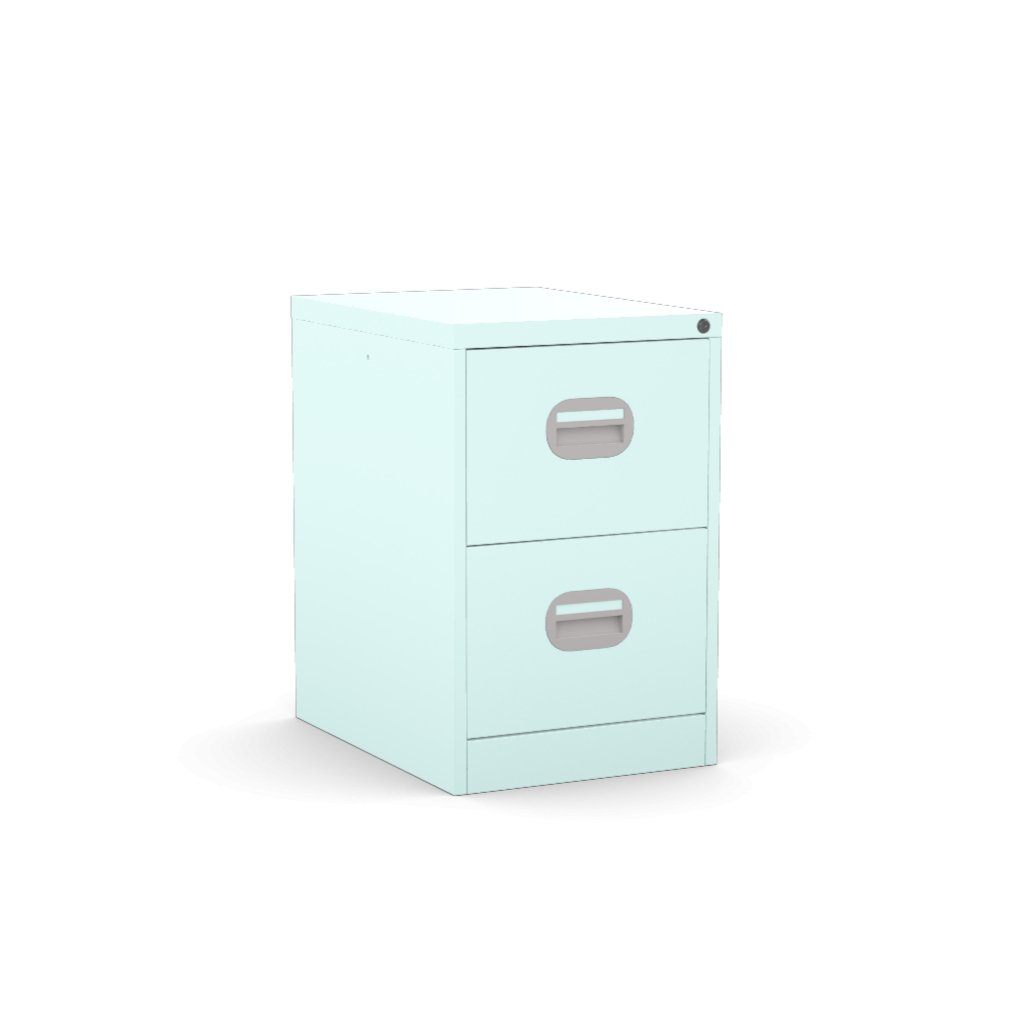 2 Drawer Peppermint Colour Filing Cabinet 3D View & AR Silverline Kontrax FCEC2FS