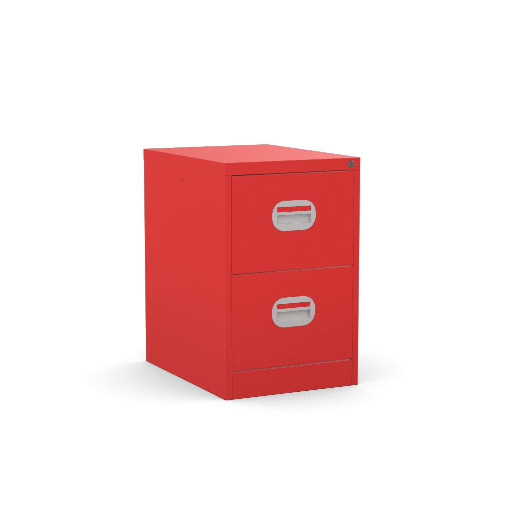 Filing Cabinet Metal Small 2 Drawer Locking by Silverine FCEC2F Red