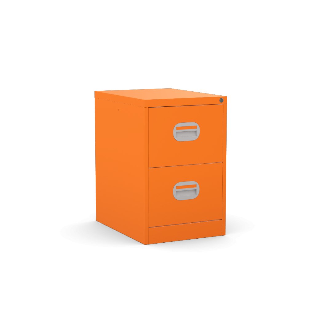 Filing Cabinet Metal Small 2 Drawer Locking by Silverine FCEC2F  Orange