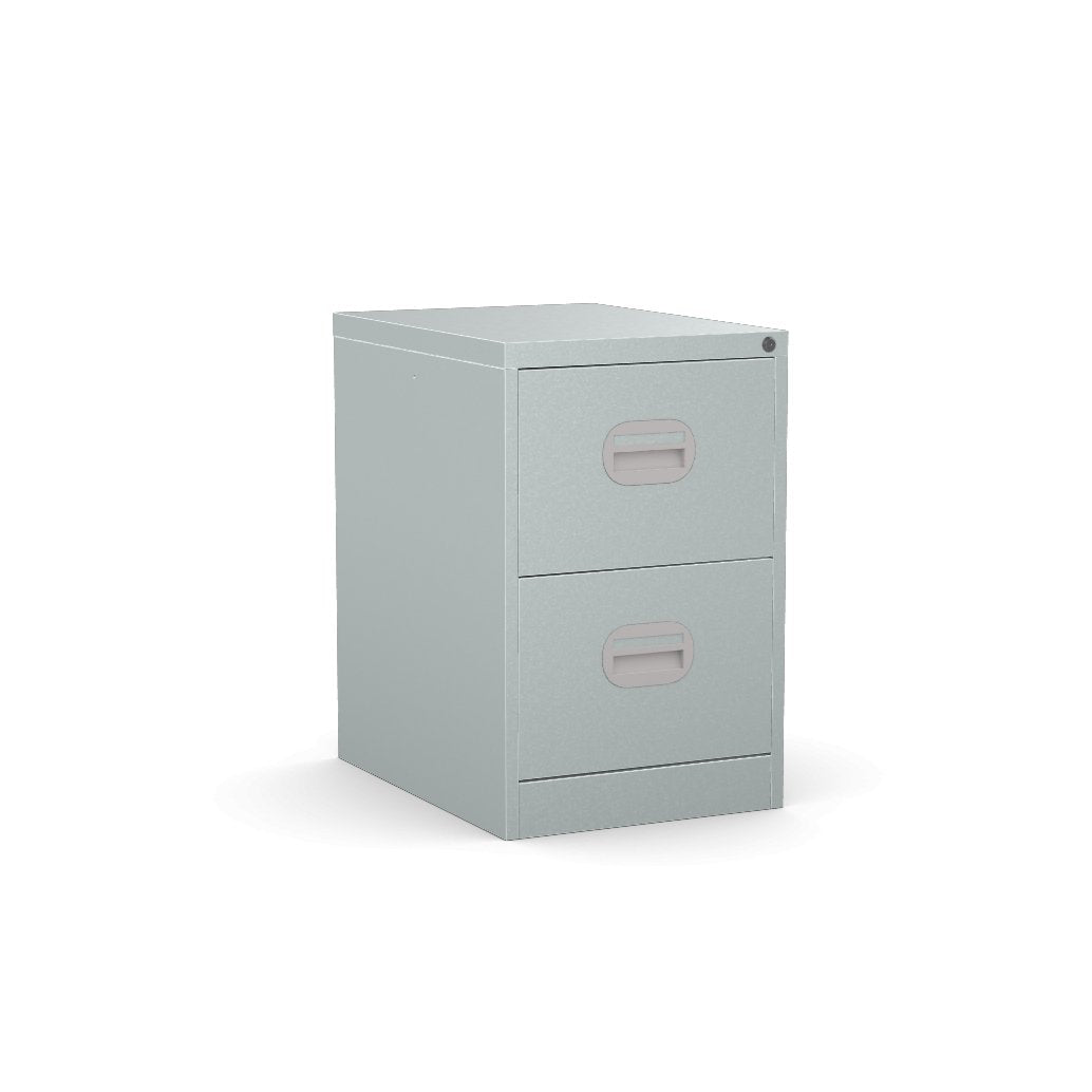 2 Drawer Silver Colour Filing Cabinet 3D View & AR Silverline Kontrax FCEC2FS