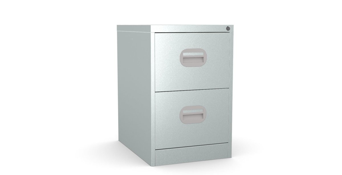 Budget 2 Drawer Filing Cabinet silver 360° View & AR Silverline Kontrax FCEC2F 1 Office Furniture