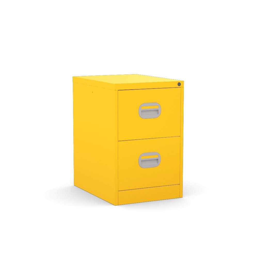 2 Drawer Yellow Colour Filing Cabinet 3D View & AR Silverline Kontrax FCEC2FS