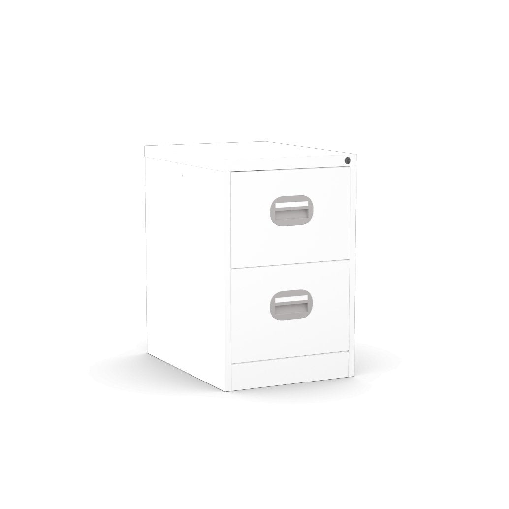 Filing Cabinet Metal Small 2 Drawer Locking by Silverine FCEC2F White