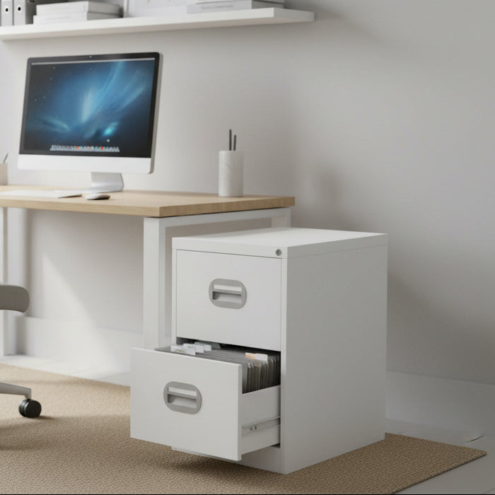 2 drawer white filing cabinet