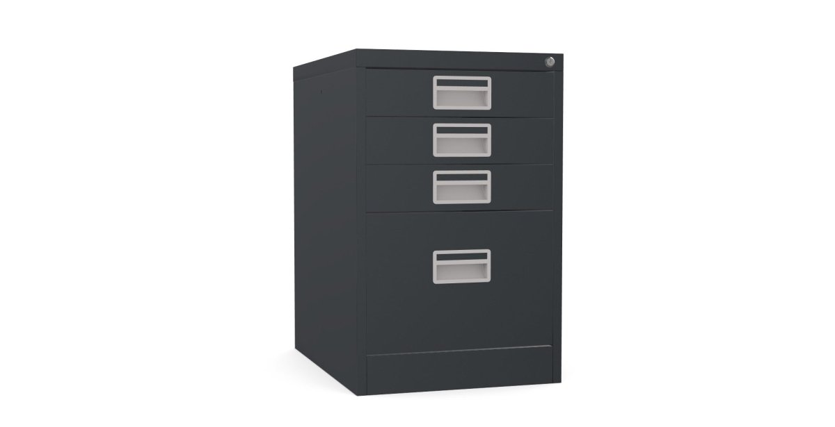 Home Filer Cabinet 4 Drawer (3 + 1) Locking Desk High FCM1F-black