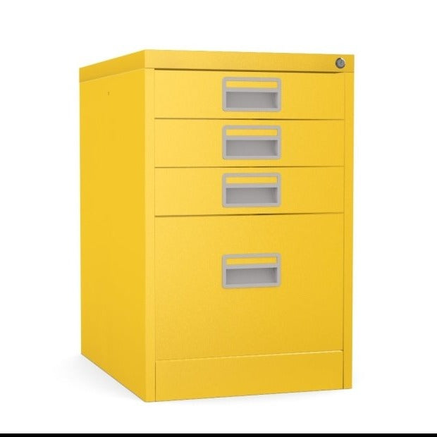 Home Filer Cabinet 4 Drawer (3 + 1) Locking Desk High FCM1F-yellow
