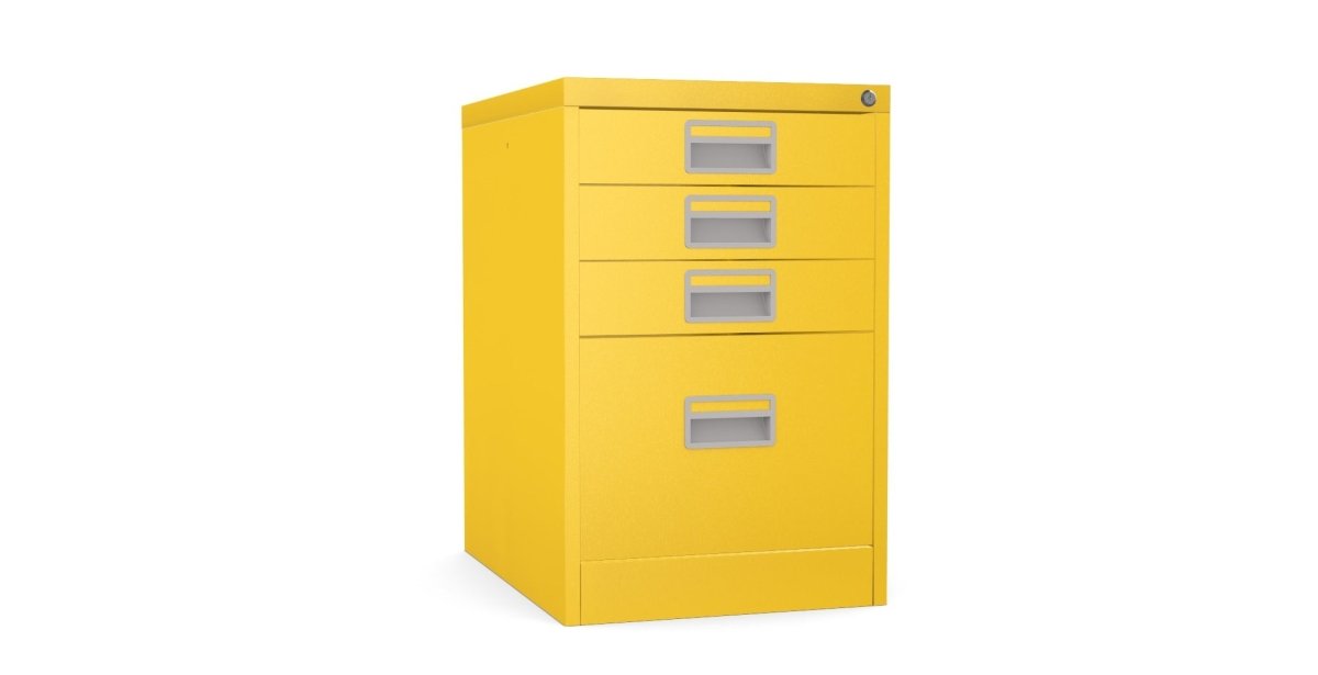 Home Filer Cabinet 4 Drawer (3 + 1) Locking Desk High FCM1F-yellow