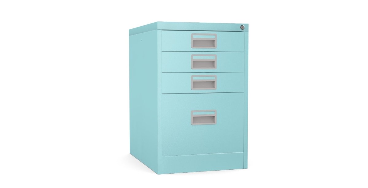 Home Filer Cabinet 4 Drawer (3 + 1) Locking Desk High FCM1F-turquoise
