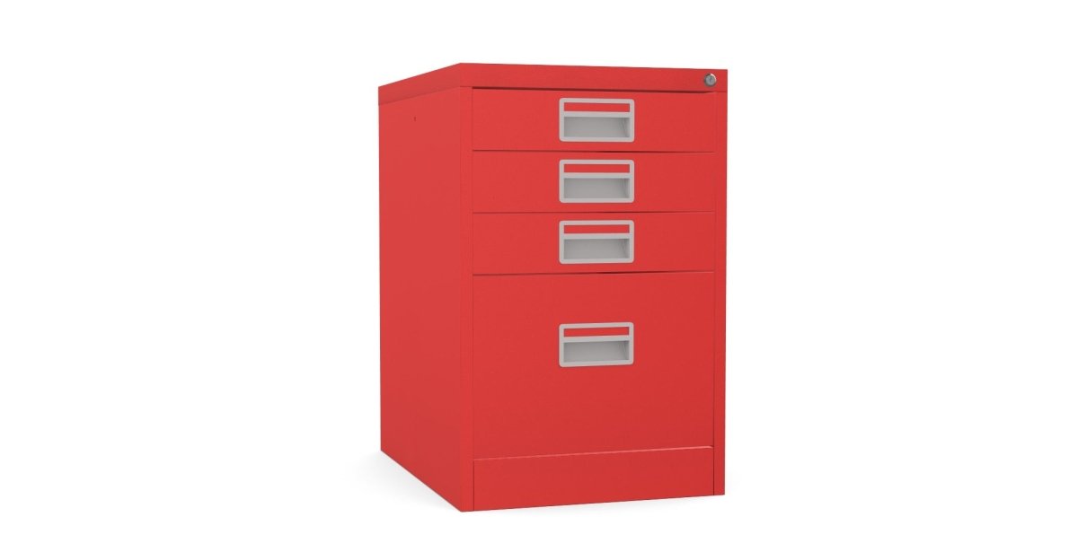 Home Filer Cabinet 4 Drawer (3 + 1) Locking Desk High FCM1F-red