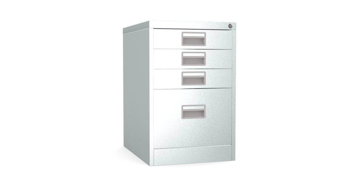 Home Filer Cabinet 4 Drawer (3 + 1) Locking Desk High FCM1F-silver