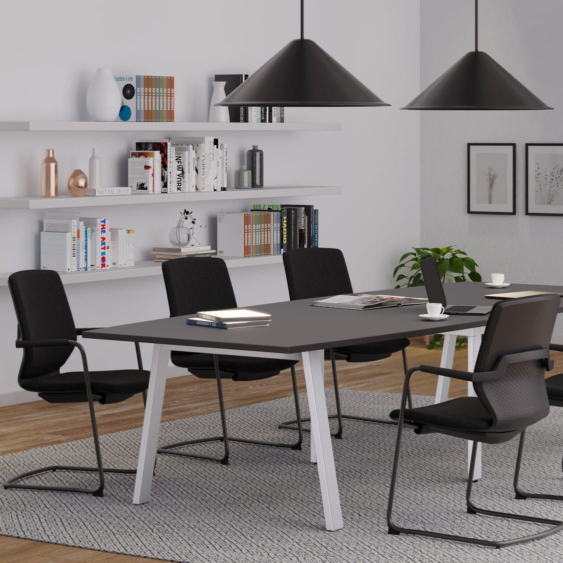 Office Meeting Chair Y.88 Black legs and colour choice in 360 view