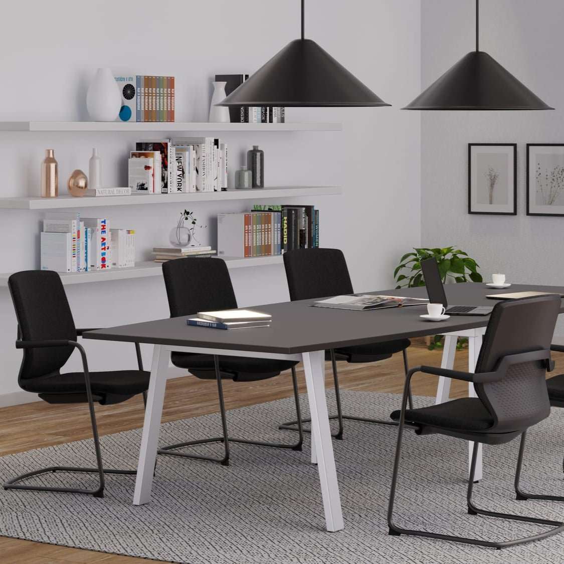 Office Meeting Chair Y.88 Black legs and colour choice in 360 view