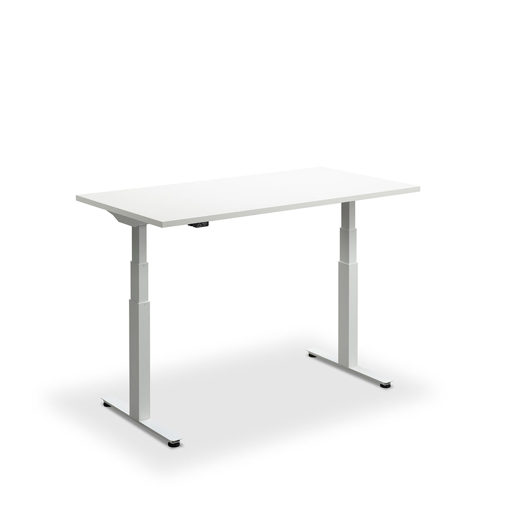 Height Adjustable Flyga Sit Stand Lavoro Design Desk 140cm wide 70cm Deep  White leg White