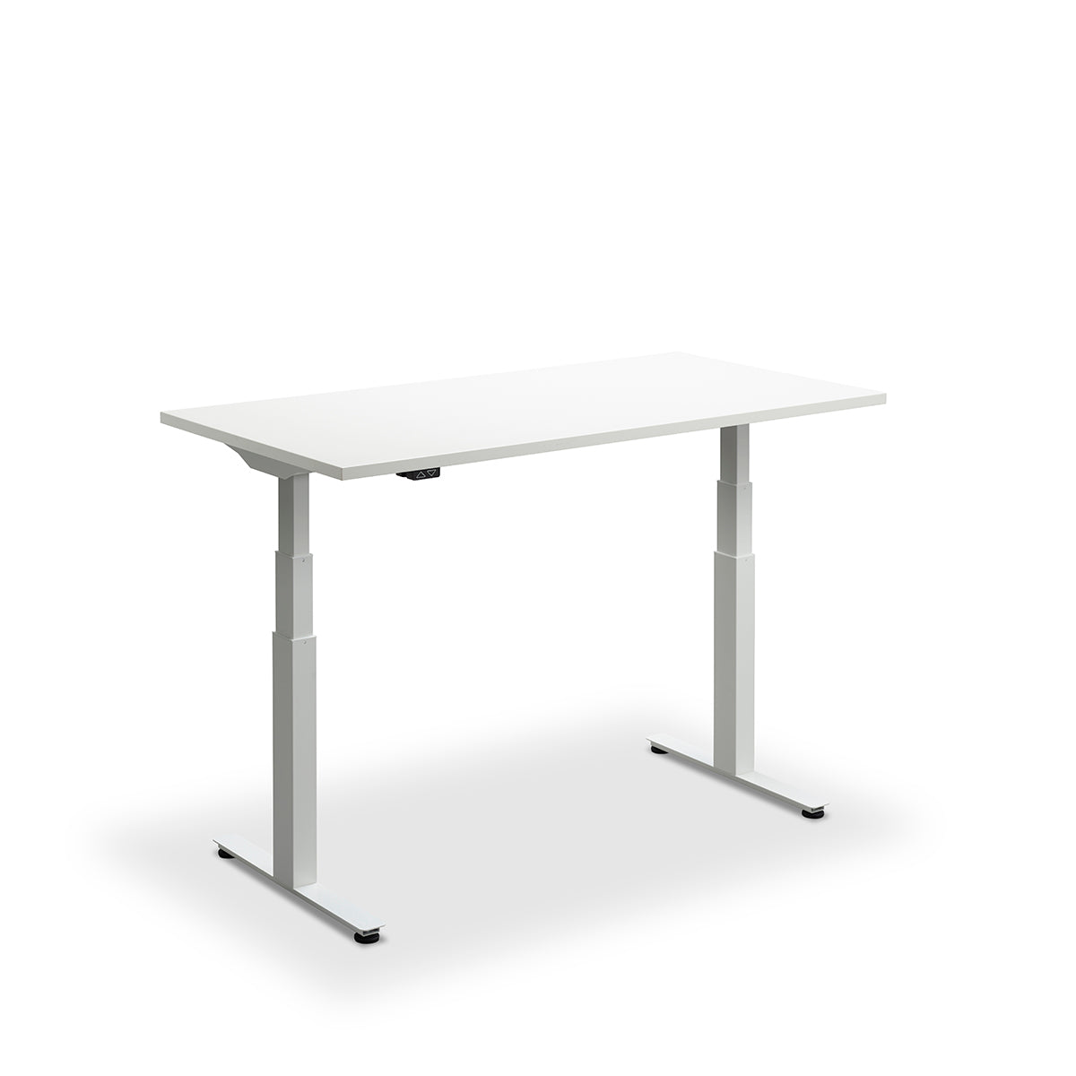 Height Adjustable Flyga Sit Stand Lavoro Design Desk 140cm wide 70cm Deep  White leg White