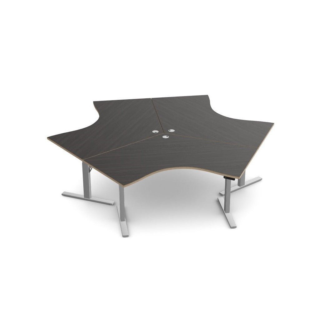 Leap Height Adjustable Trio Cluster 120° DeskThat’s My Office Furniture, 360 Degree View storage, desk, chair
