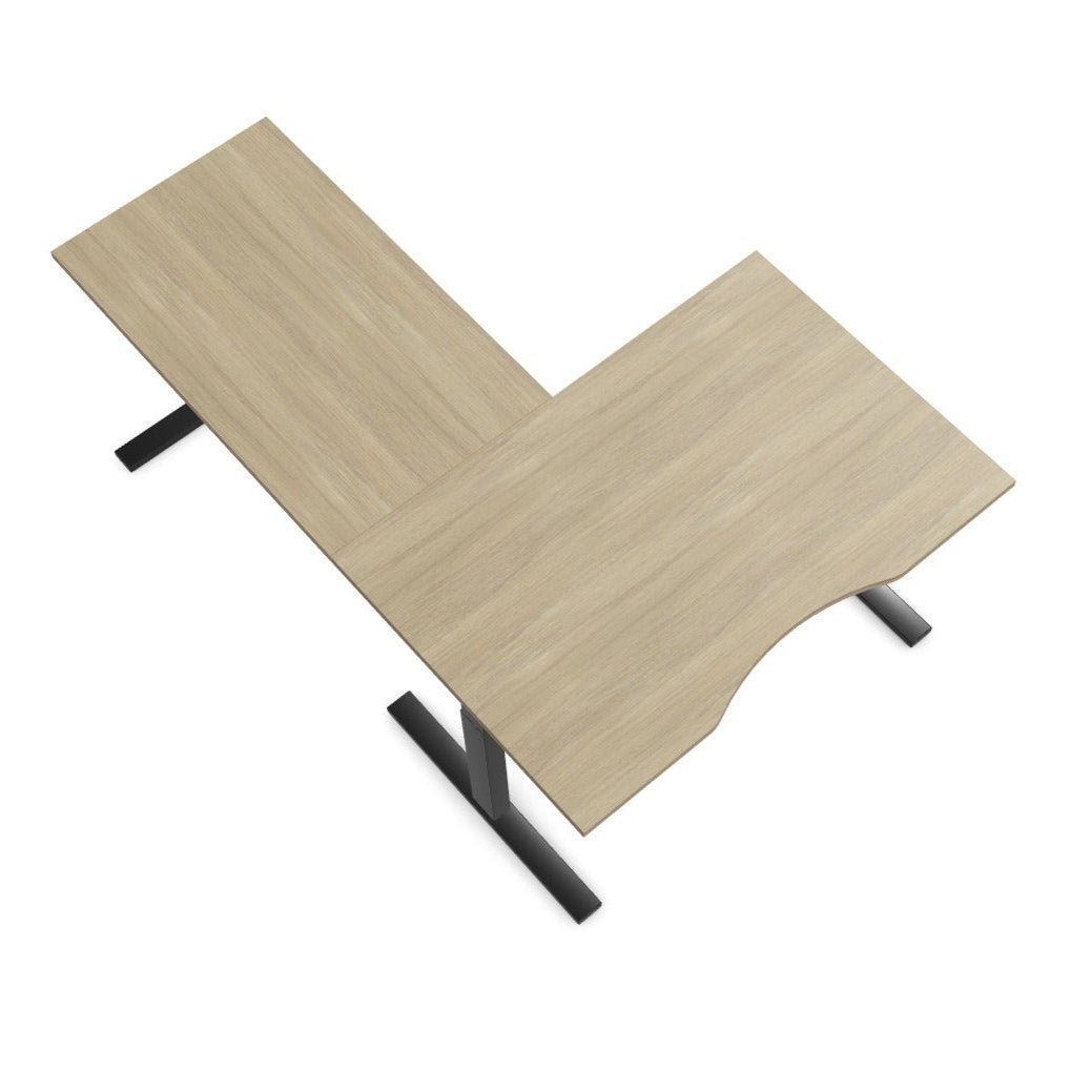 L shape corner height adjustable desk sit standThat’s My Office Furniture, 360 Degree View storage, desk, chair