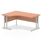 Office Desk Impulse  160cm Left Crescent Desk Cantilever Leg Silver Colour Beech 