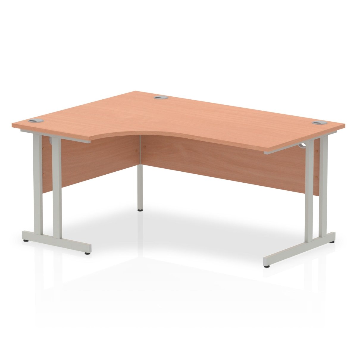 Office Desk Impulse  160cm Left Crescent Desk Cantilever Leg Silver Colour Beech 