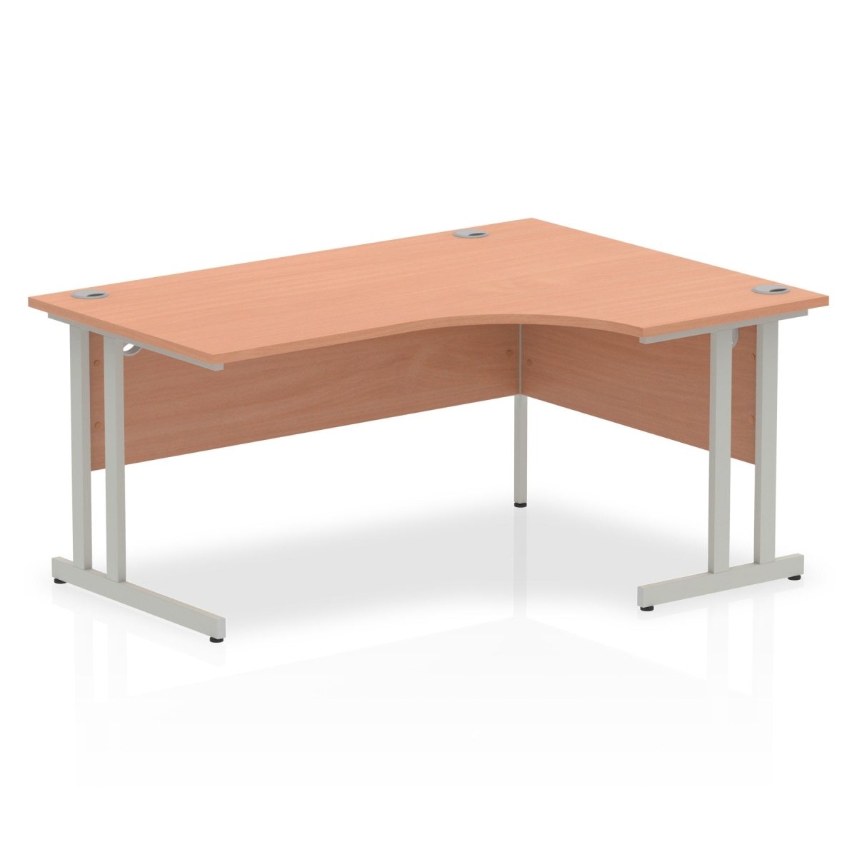 Office Desk Impulse  160cm Right Crescent Desk Cantilever Leg Silver Colour Beech 