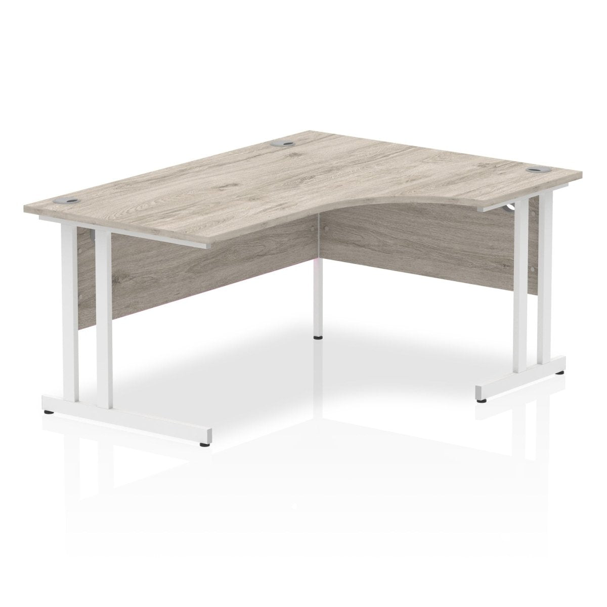 Office furniture impulse-160mm-right-crescent-desk-cantilever-leg Dynamic  White Colour Grey Oak 