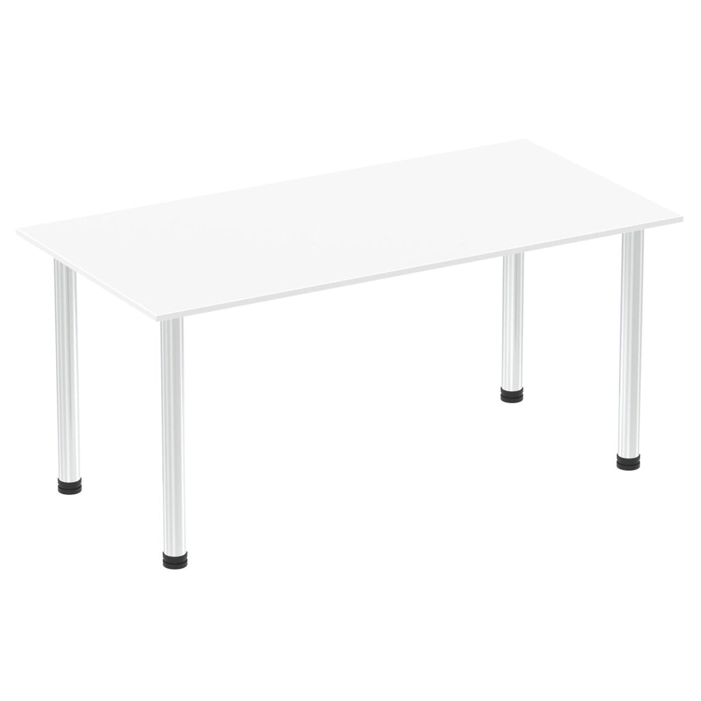 Office Table Impulse 160cm Straight Table With Post Leg White Chrome Dynamic Office  