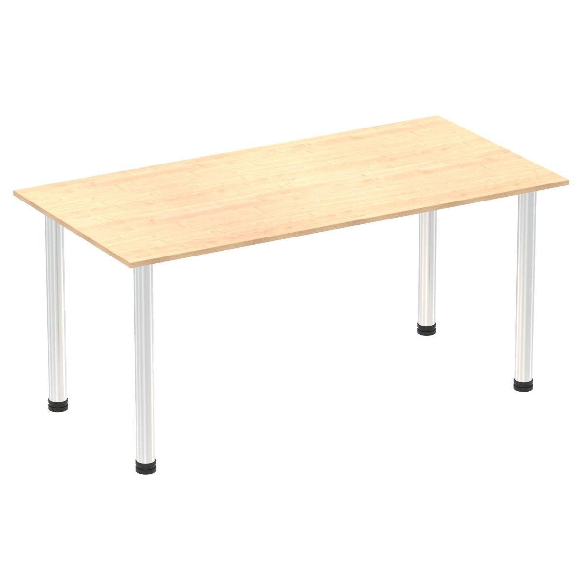 Office Table Impulse 160cm Straight Table With Post Leg Maple Chrome Dynamic Office  