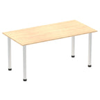 Office Table Impulse 160cm Straight Table With Post Leg Maple Aluminium Dynamic Office  