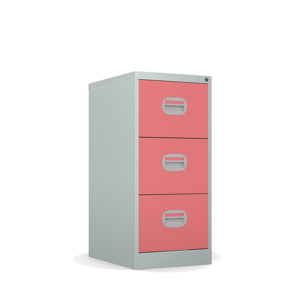 Colourful Filing Cabinet 3 Drawer in 360 View Kontrax Silverline FCEC3F