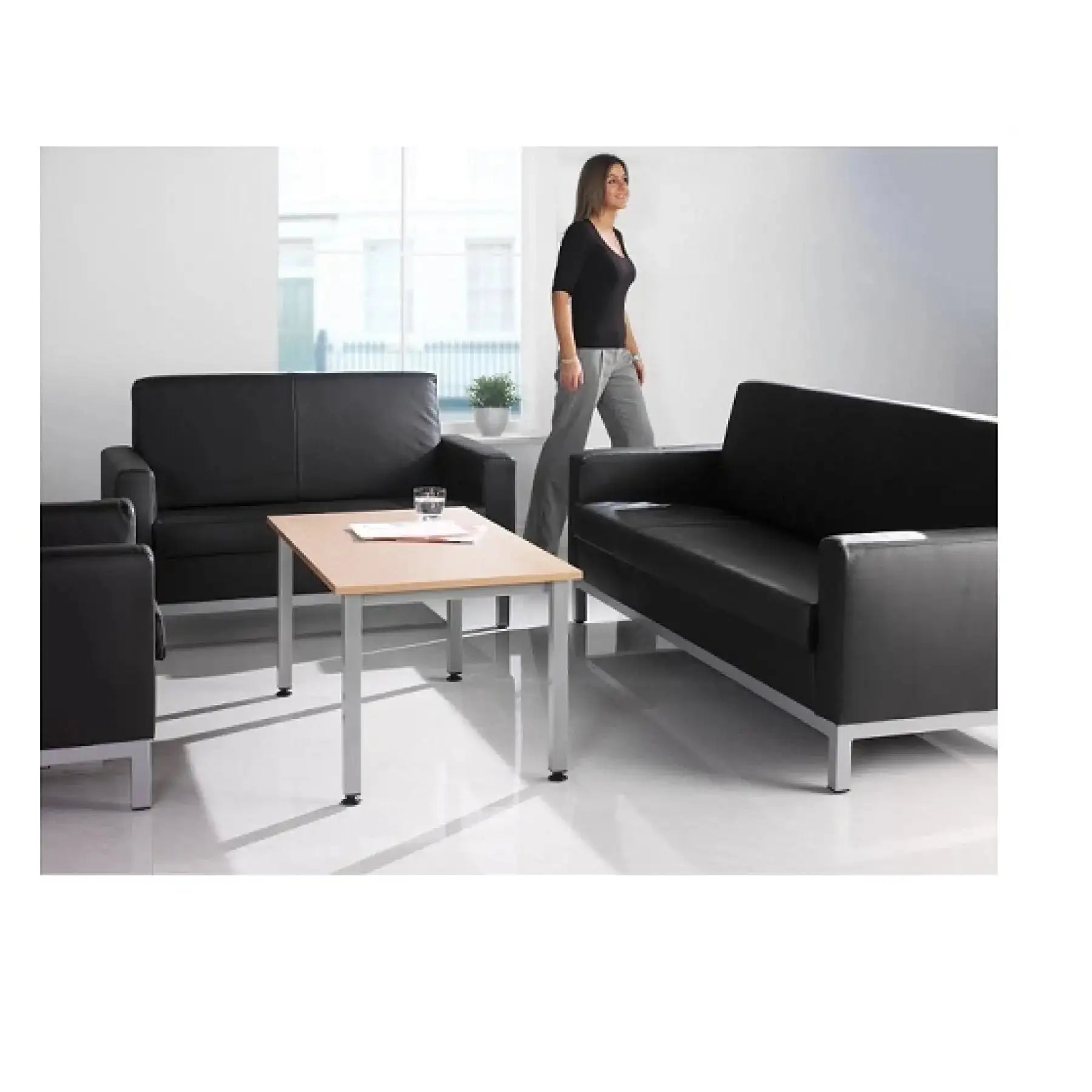 Helsinki 3 Seater Sofa Faux Leather BlackOffice Sofa