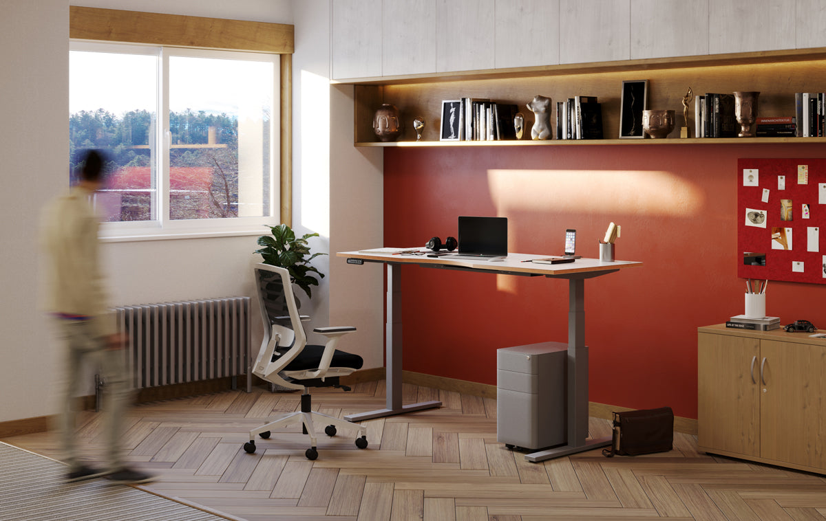 Home office sit stand desksThat’s My Office Furniture, 360 Degree View storage, desk, chair