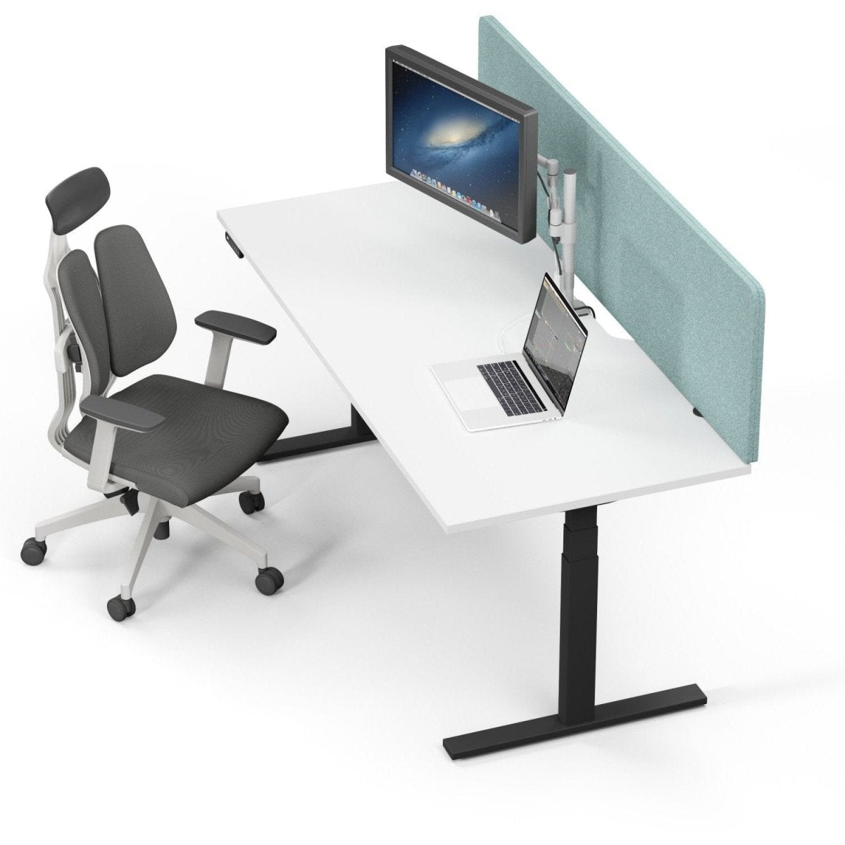 Leap Sit Stand Single Office Desk ScreenThat’s My Office Furniture, 360 Degree View storage, desk, chair