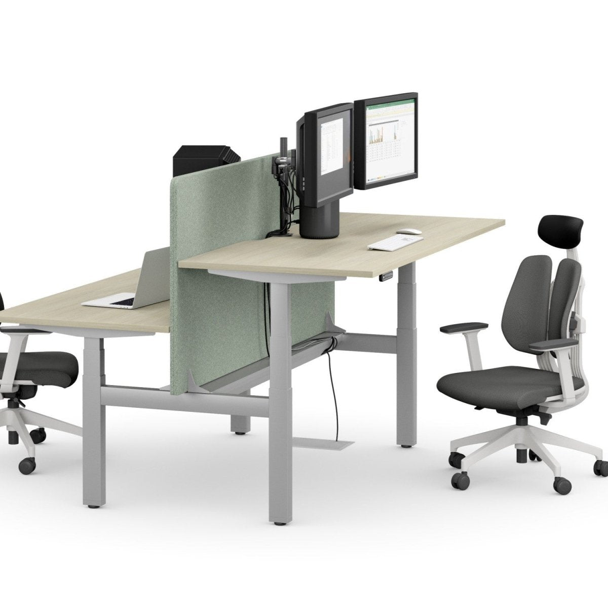 Desk With Screen Desk Screens | Sit Stand Double | Acoustic – THATSMYOFFICE