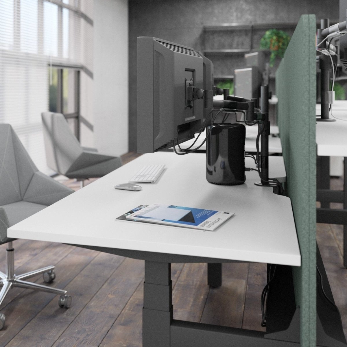 Leap Sit Stand Office Desk ScreenThat’s My Office Furniture, 360 Degree View storage, desk, chair