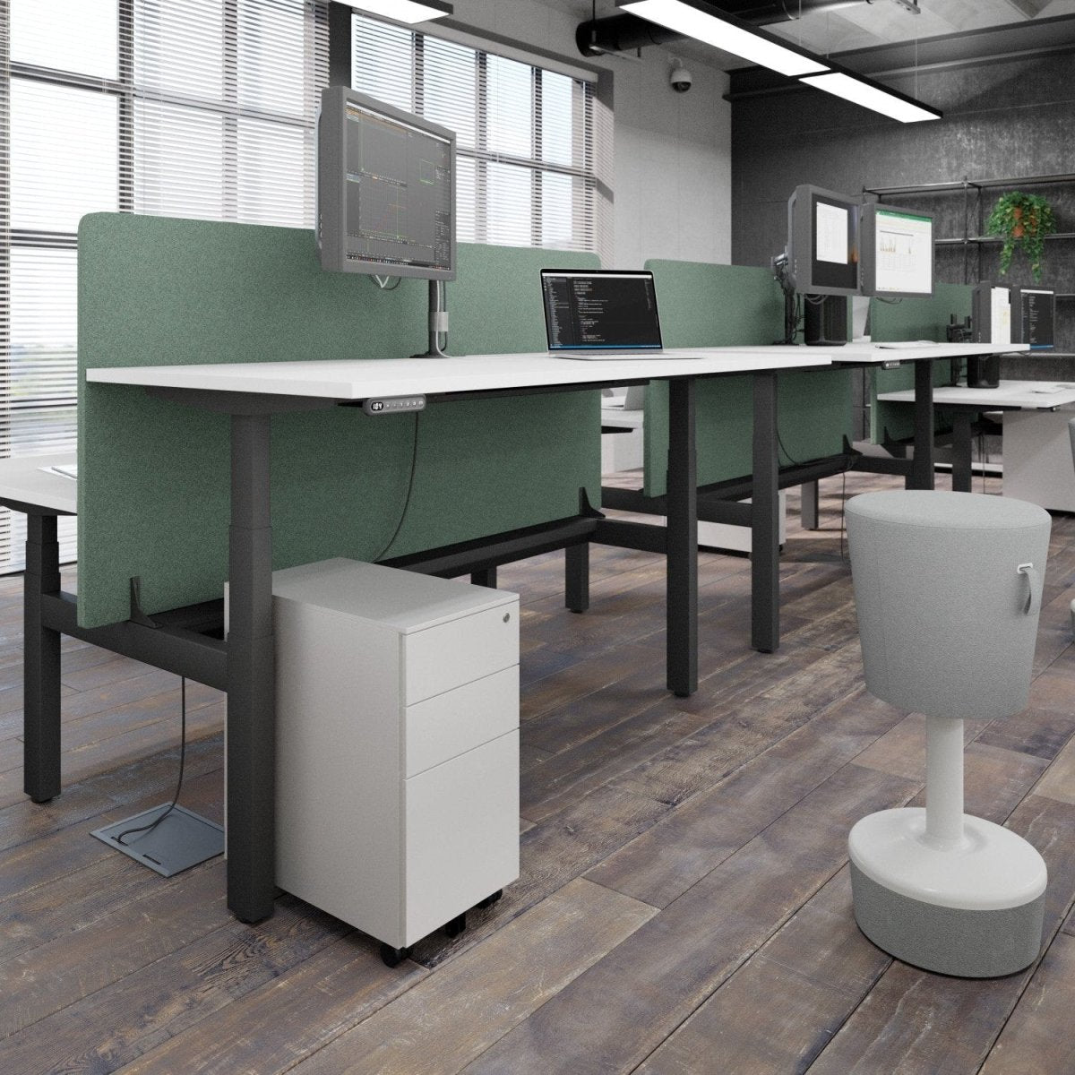 Leap Sit Stand Office Desk ScreenThat’s My Office Furniture, 360 Degree View storage, desk, chair