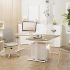 L shape corner height adjustable desk sit standThat’s My Office Furniture, 360 Degree View storage, desk, chair