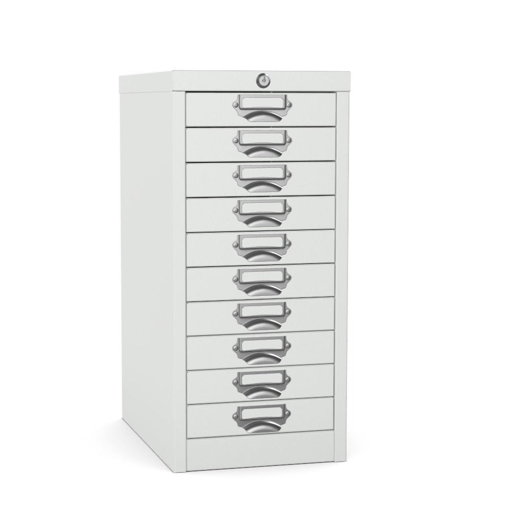 10 drawer locking multidrawer silverline MDUR10LK-Light Grey
