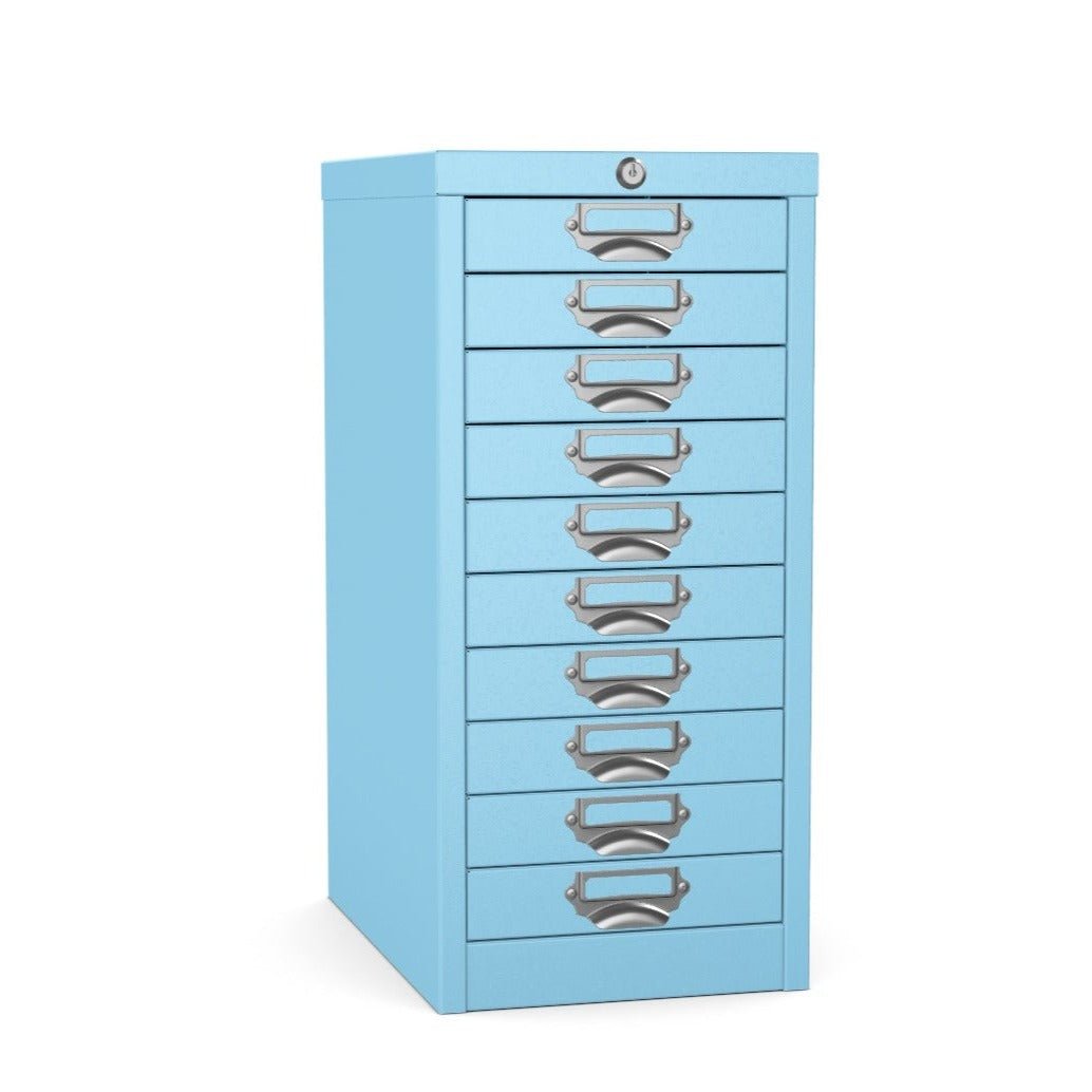 10 drawer locking multidrawer silverline pale blueThat’s My Office Furniture, 360 Degree View storage, desk, chair
