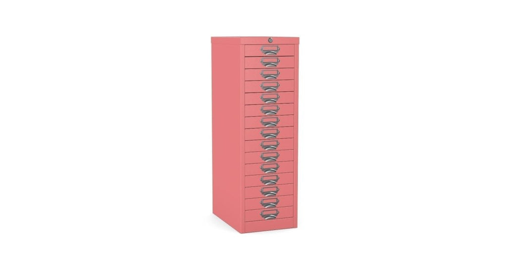Multidrawer Locking Storage Cabinet 15 Drawer by Silverline MDUR15LK Pink