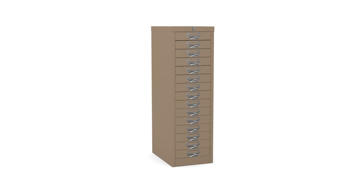Multidrawer Locking Storage Cabinet 15 Drawer by Silverline MDUR15LK Brown