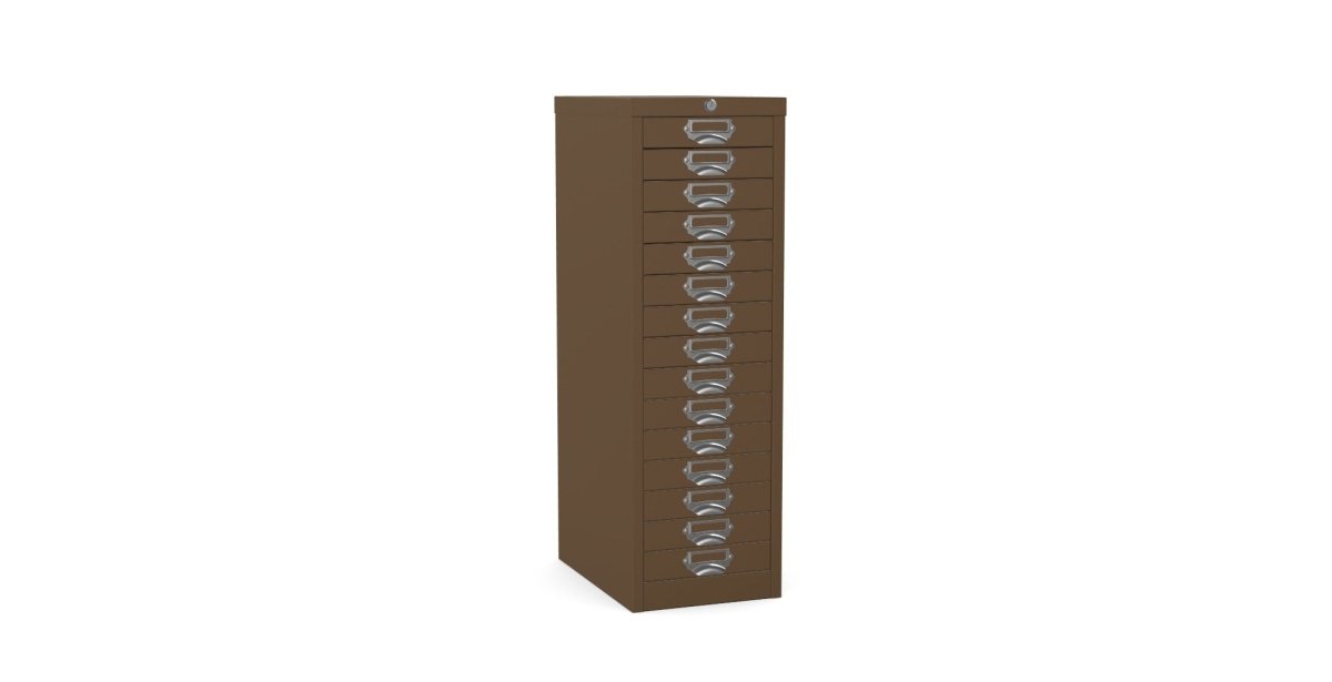 Multidrawer Locking Storage Cabinet 15 Drawer by Silverline MDUR15LK Coffee