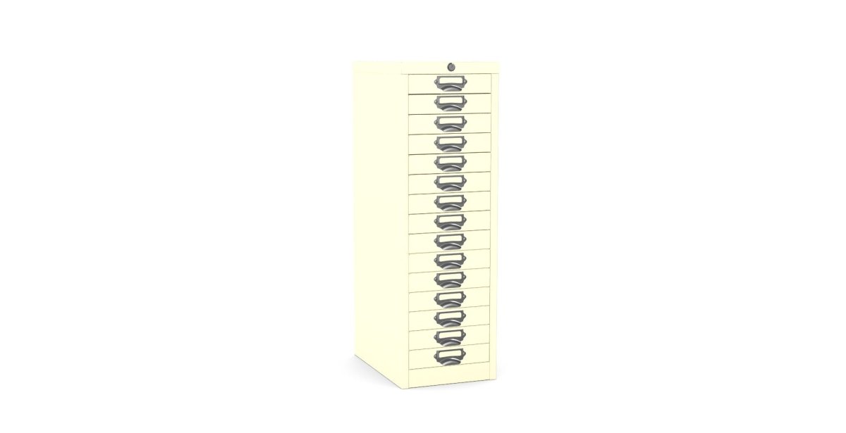 Multidrawer Locking Storage Cabinet 15 Drawer by Silverline MDUR15LK Cream