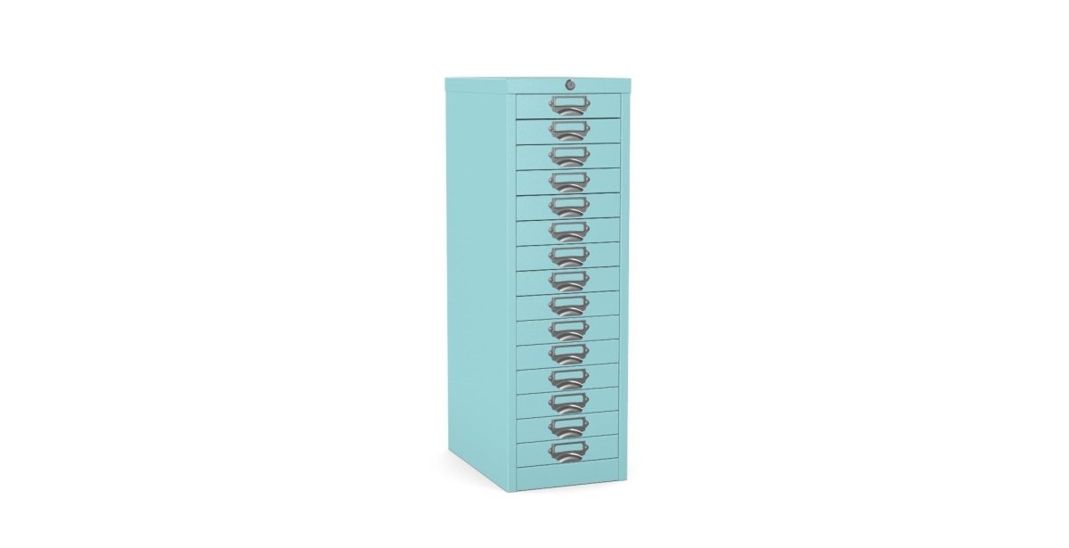 Multidrawer Locking Storage Cabinet 15 Drawer by Silverline MDUR15LK Peppermint