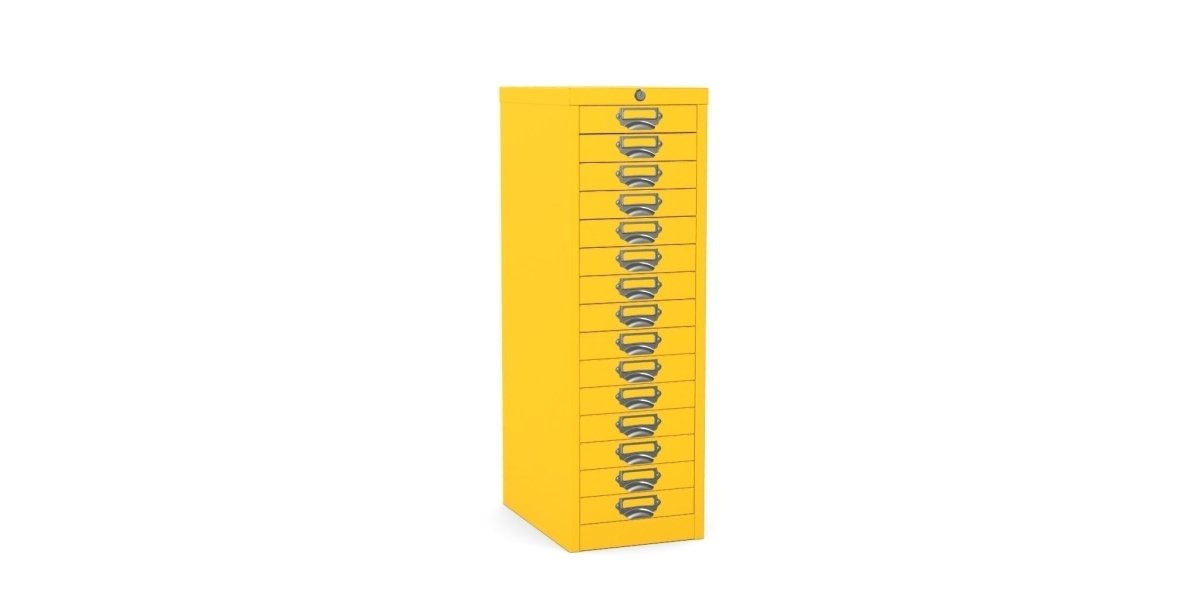 Multidrawer Locking Storage Cabinet 15 Drawer by Silverline MDUR15LK Lemon Yellow
