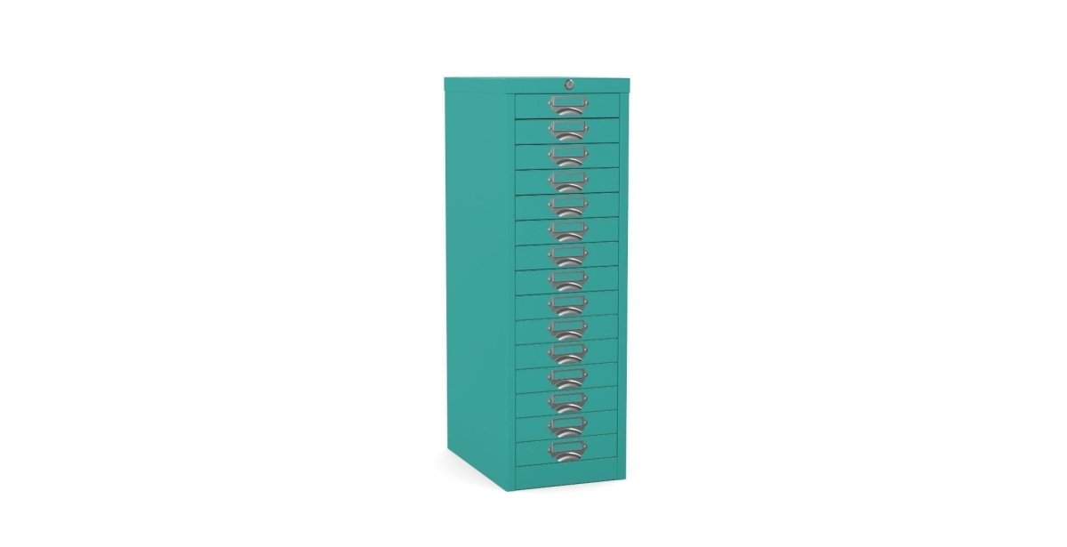Multidrawer Locking Storage Cabinet 15 Drawer by Silverline MDUR15LK Green Beige