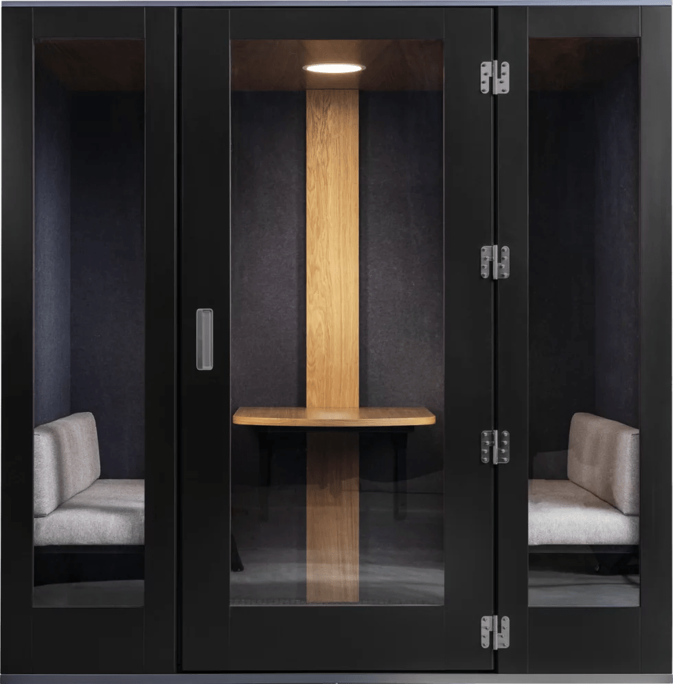 Camden Style 2 or 4 person meeting POD MeavoThat’s My Office Furniture, 360 Degree View storage, desk, chair