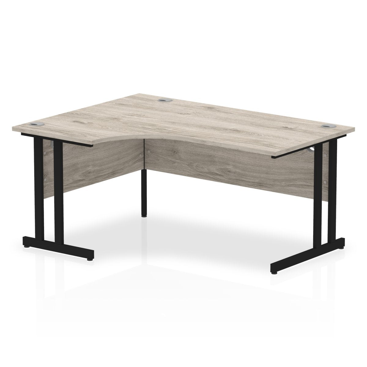 Office furniture impulse-160mm-left-crescent-desk-cantilever-leg Dynamic  Black Colour Grey Oak 