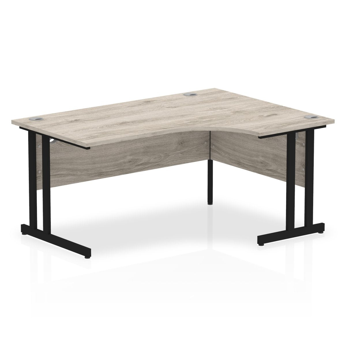 Office furniture impulse-160mm-right-crescent-desk-cantilever-leg Dynamic  Black Colour Grey Oak 